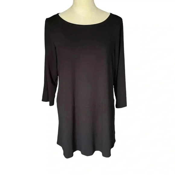 Eileen Fisher Viscose Spandex Jersey Tunic Dolman Sleeve Boat Neck Top Women L - Picture 1 of 7